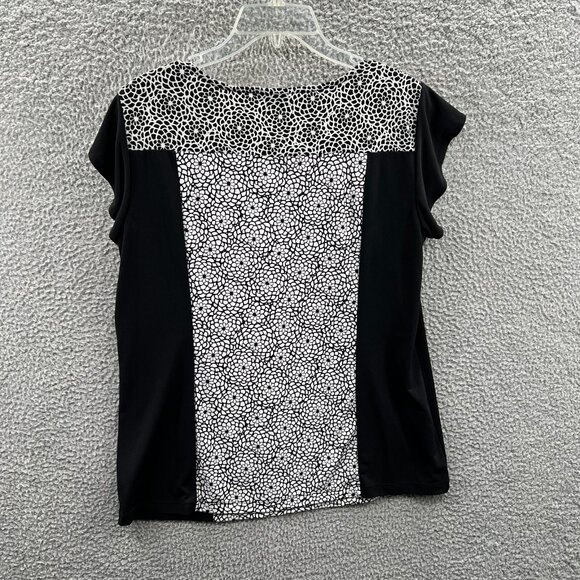 Worthington Womens Top Extra Large Petite Black‎ Pullover Short Sleeve Shirt - Picture 2 of 6